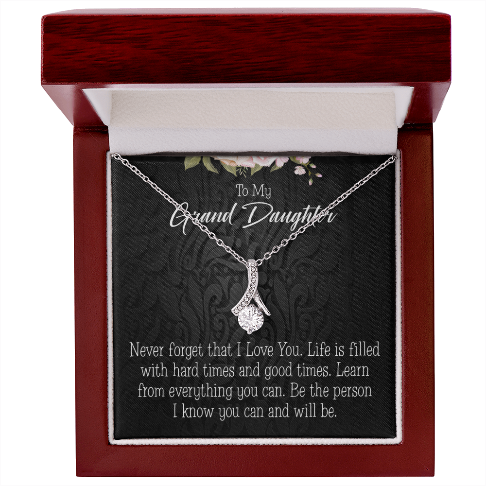 To My Granddaughter Always be Safe Alluring Ribbon Necklace Message Card-Express Your Love Gifts