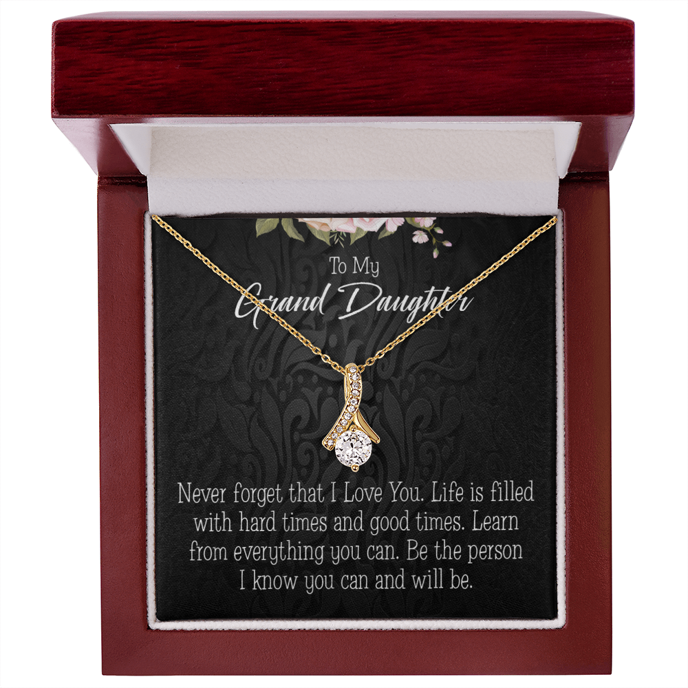 To My Granddaughter Always be Safe Alluring Ribbon Necklace Message Card-Express Your Love Gifts