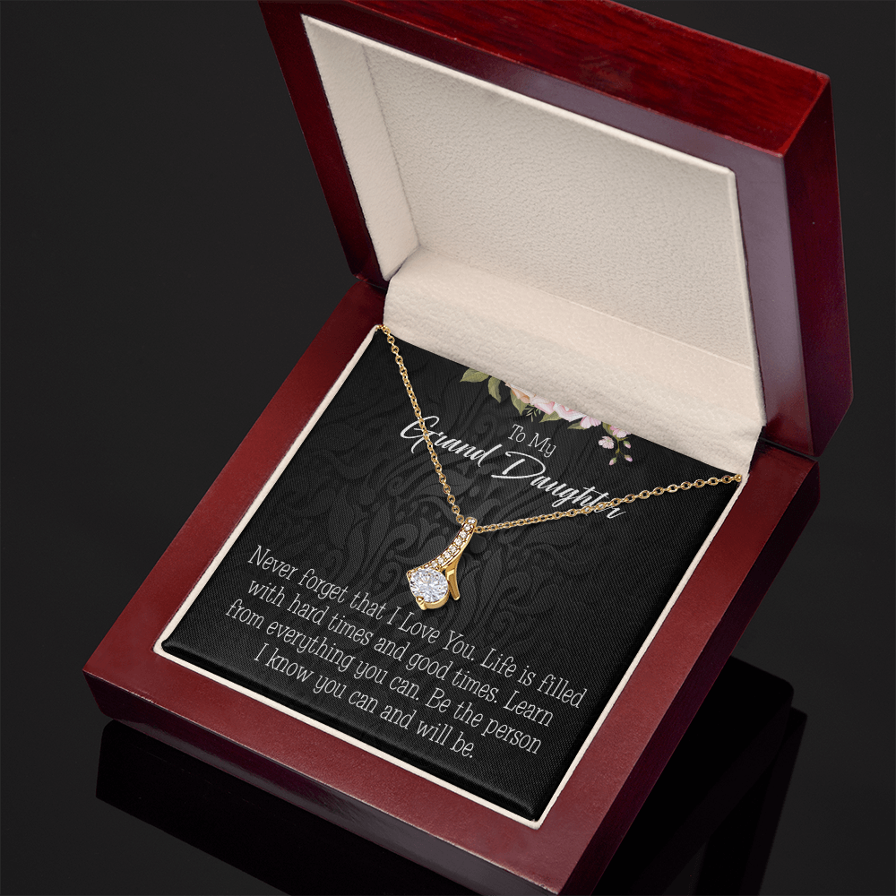 To My Granddaughter Always be Safe Alluring Ribbon Necklace Message Card-Express Your Love Gifts