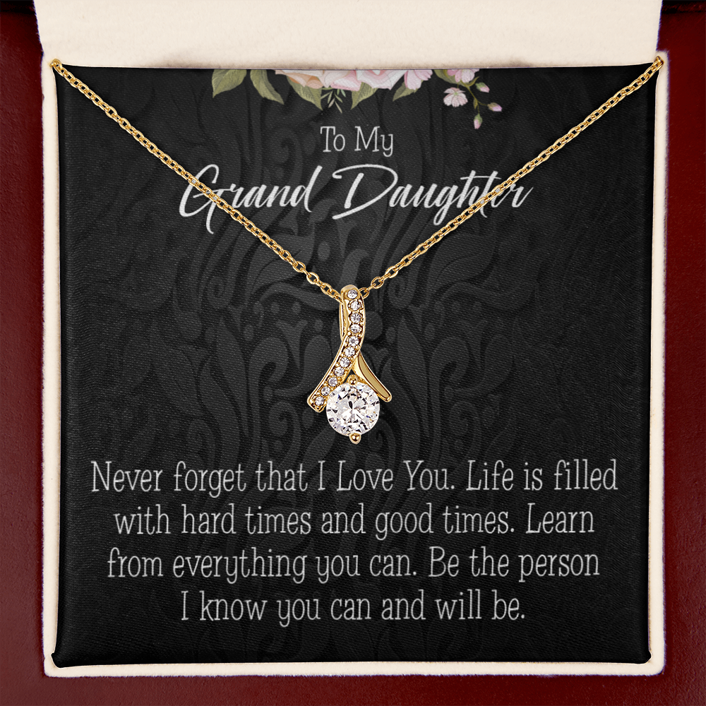 To My Granddaughter Always be Safe Alluring Ribbon Necklace Message Card-Express Your Love Gifts