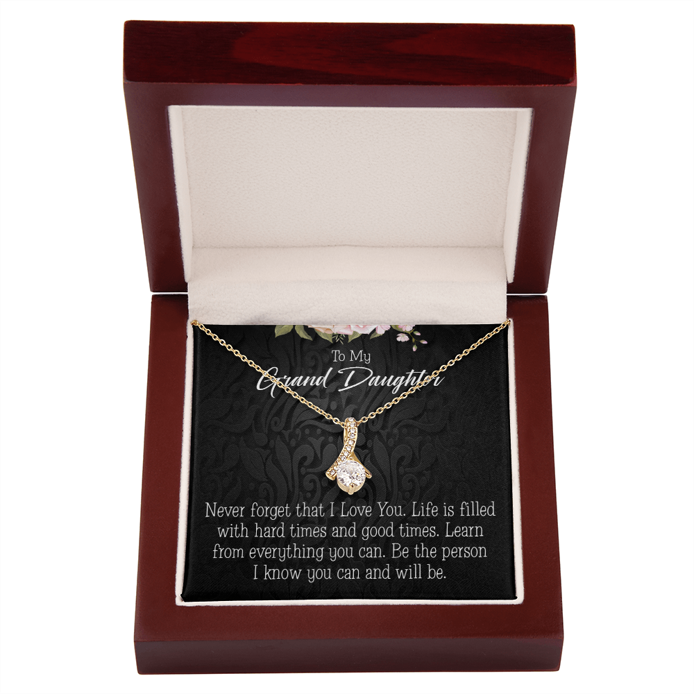 To My Granddaughter Always be Safe Alluring Ribbon Necklace Message Card-Express Your Love Gifts