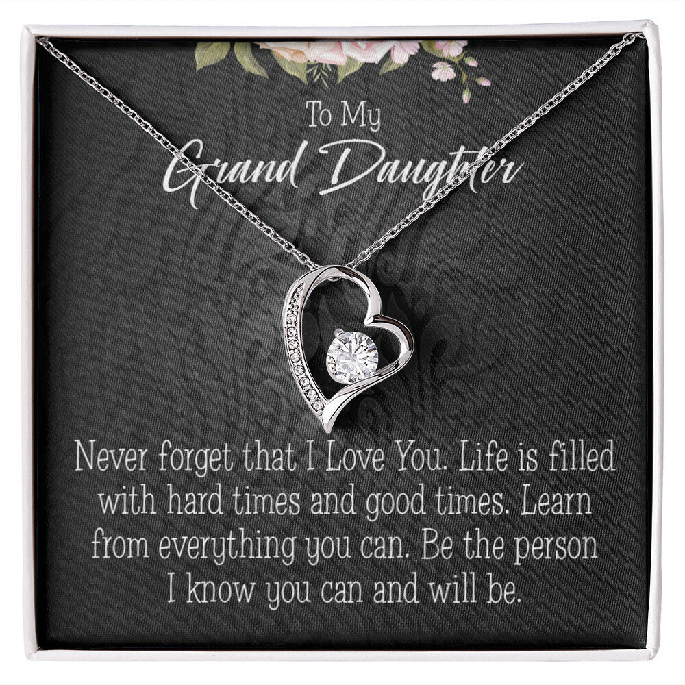 To My Granddaughter Always be Safe Forever Necklace w Message Card-Express Your Love Gifts
