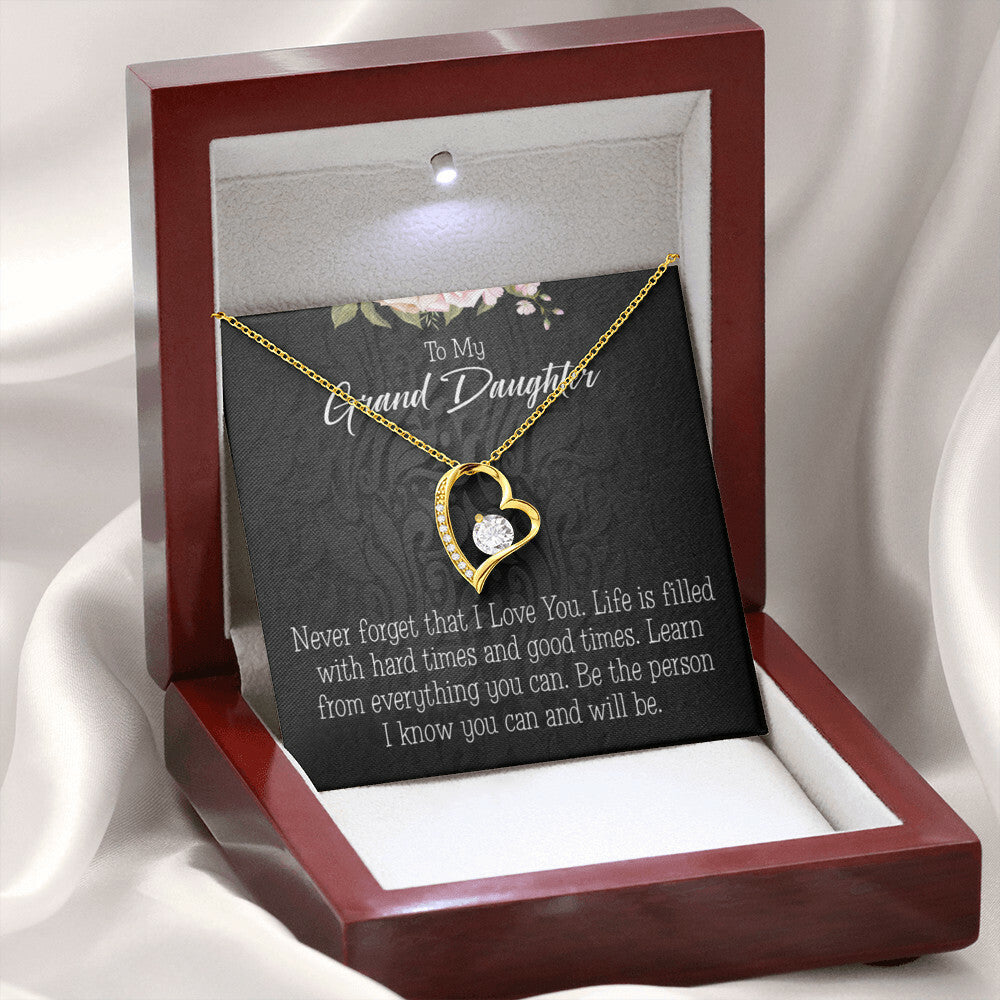To My Granddaughter Always be Safe Forever Necklace w Message Card-Express Your Love Gifts