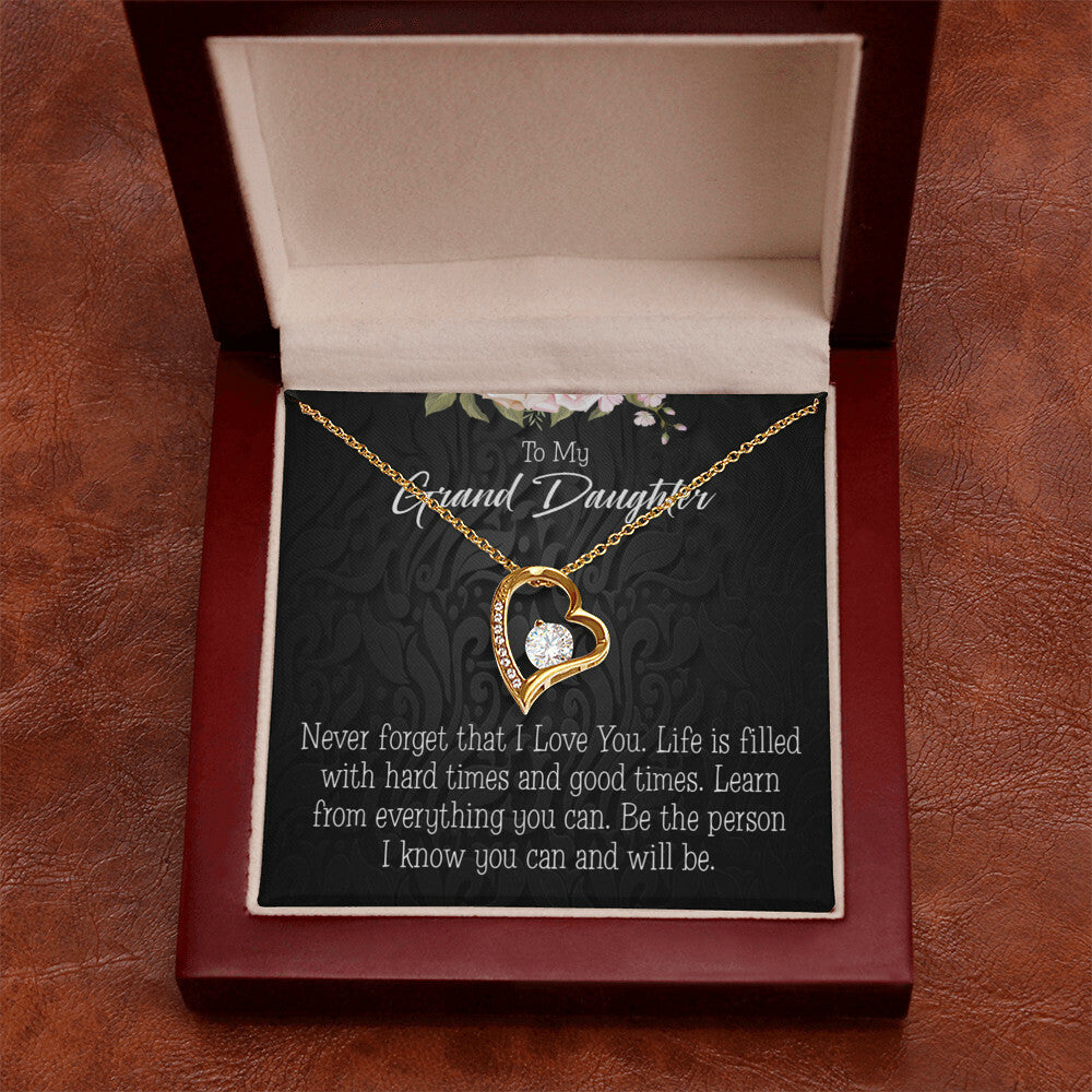 To My Granddaughter Always be Safe Forever Necklace w Message Card-Express Your Love Gifts