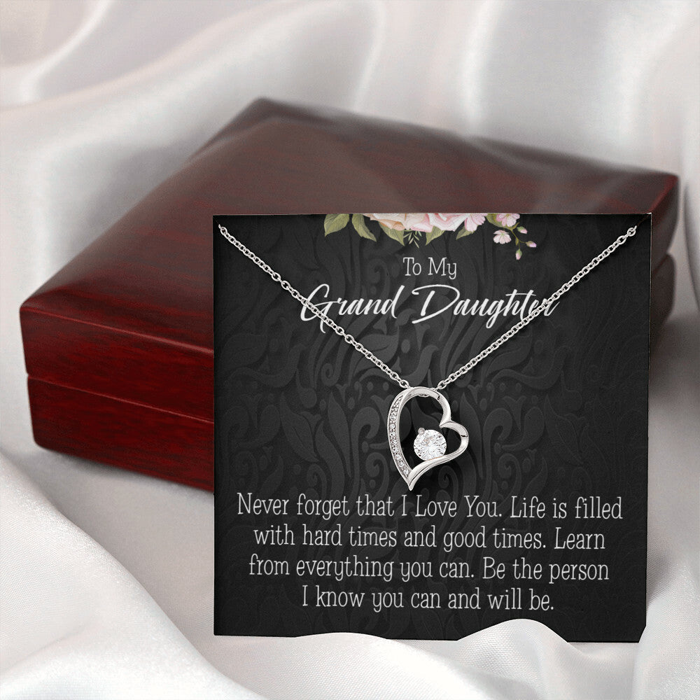 To My Granddaughter Always be Safe Forever Necklace w Message Card-Express Your Love Gifts