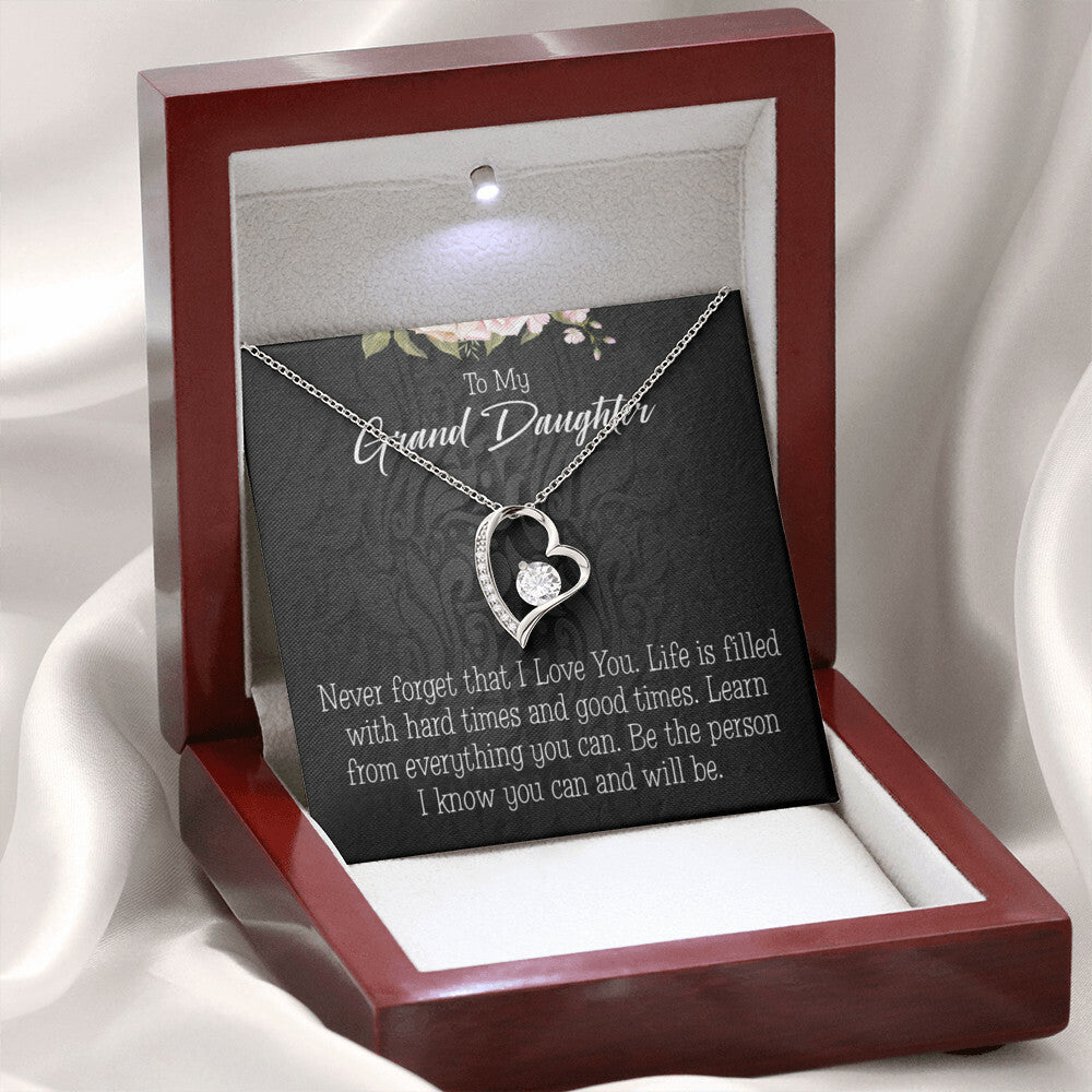 To My Granddaughter Always be Safe Forever Necklace w Message Card-Express Your Love Gifts