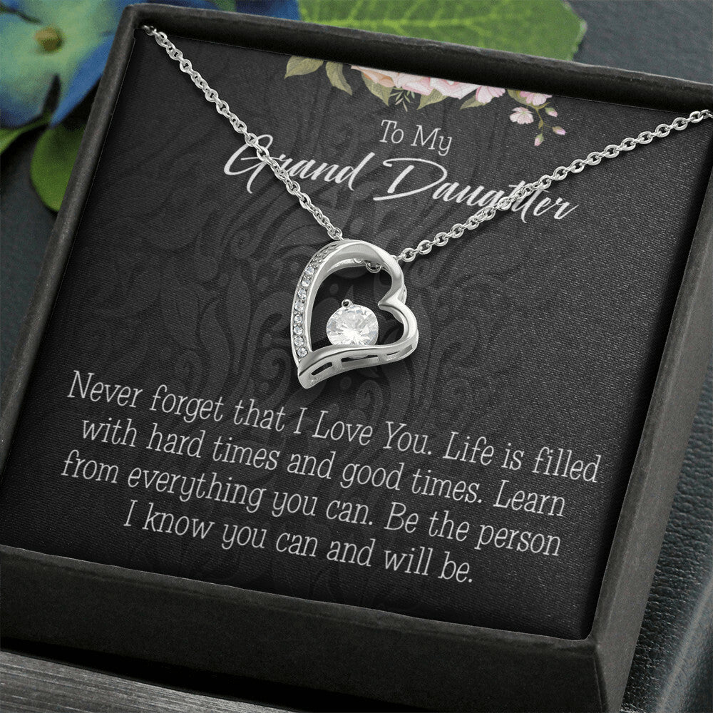 To My Granddaughter Always be Safe Forever Necklace w Message Card-Express Your Love Gifts