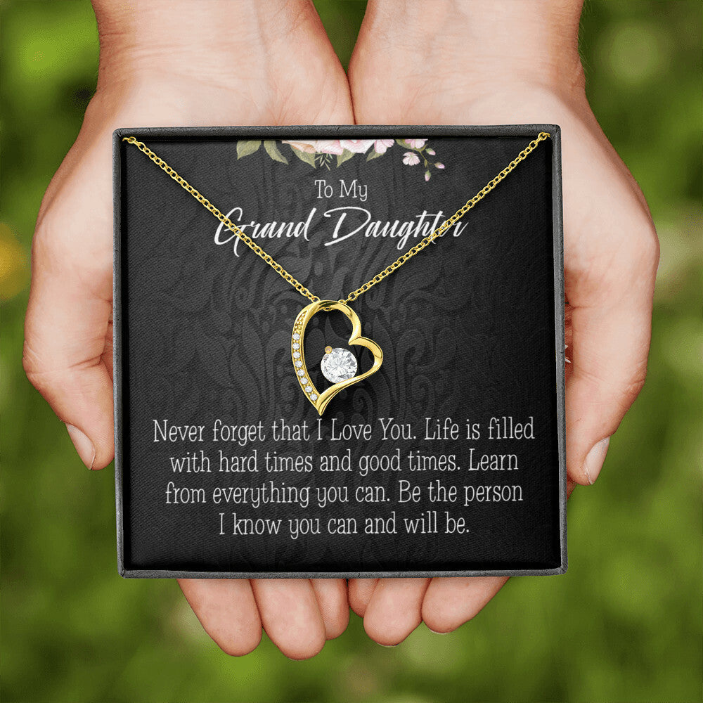 To My Granddaughter Always be Safe Forever Necklace w Message Card-Express Your Love Gifts