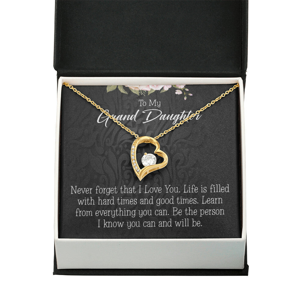 To My Granddaughter Always be Safe Forever Necklace w Message Card-Express Your Love Gifts