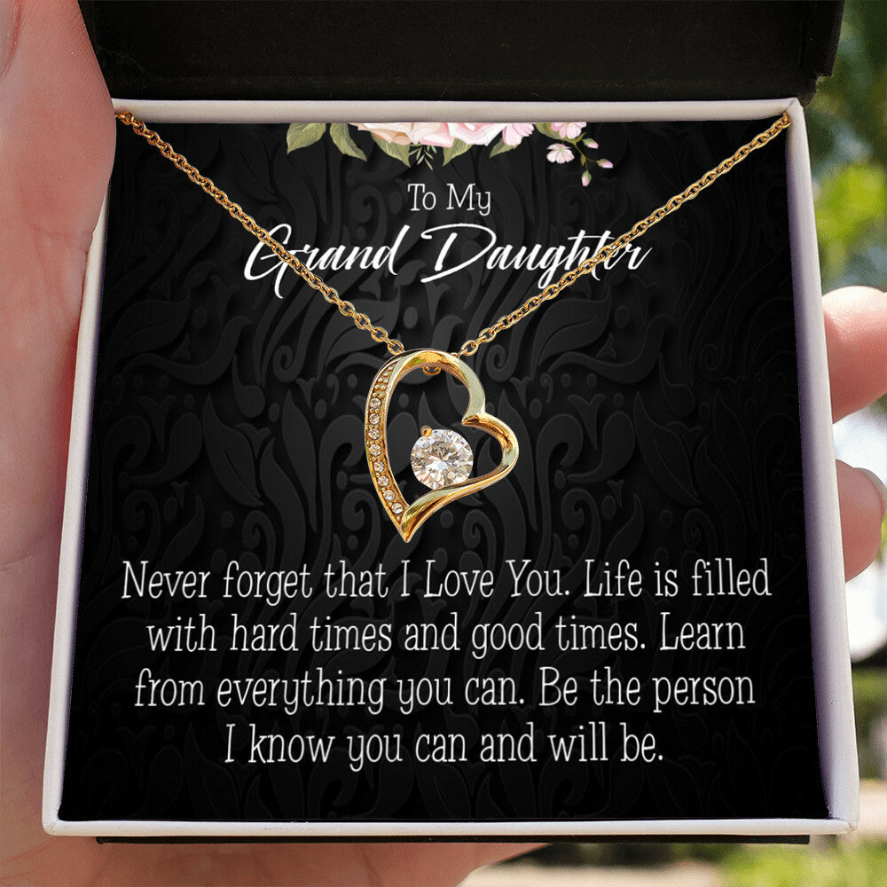 To My Granddaughter Always be Safe Forever Necklace w Message Card-Express Your Love Gifts