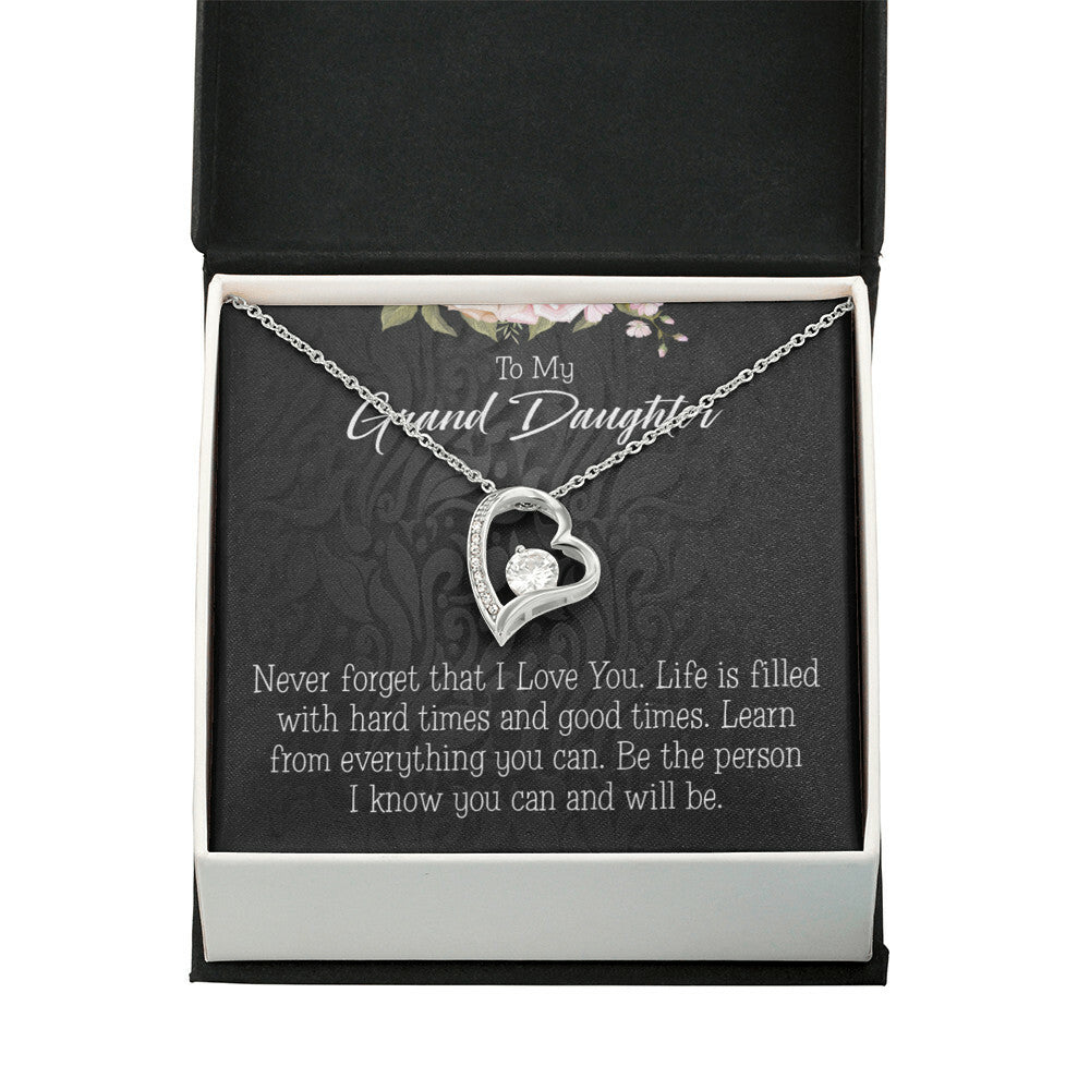 To My Granddaughter Always be Safe Forever Necklace w Message Card-Express Your Love Gifts