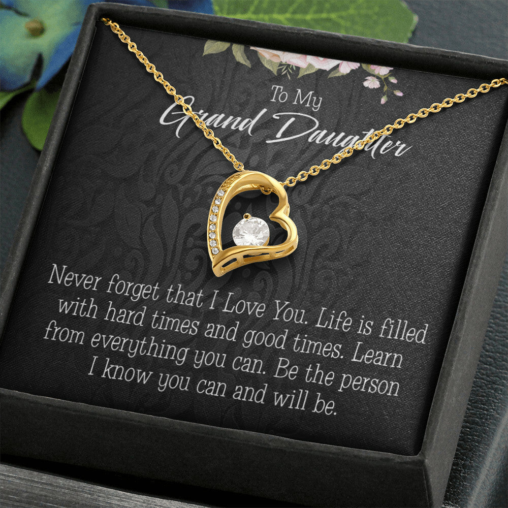 To My Granddaughter Always be Safe Forever Necklace w Message Card-Express Your Love Gifts