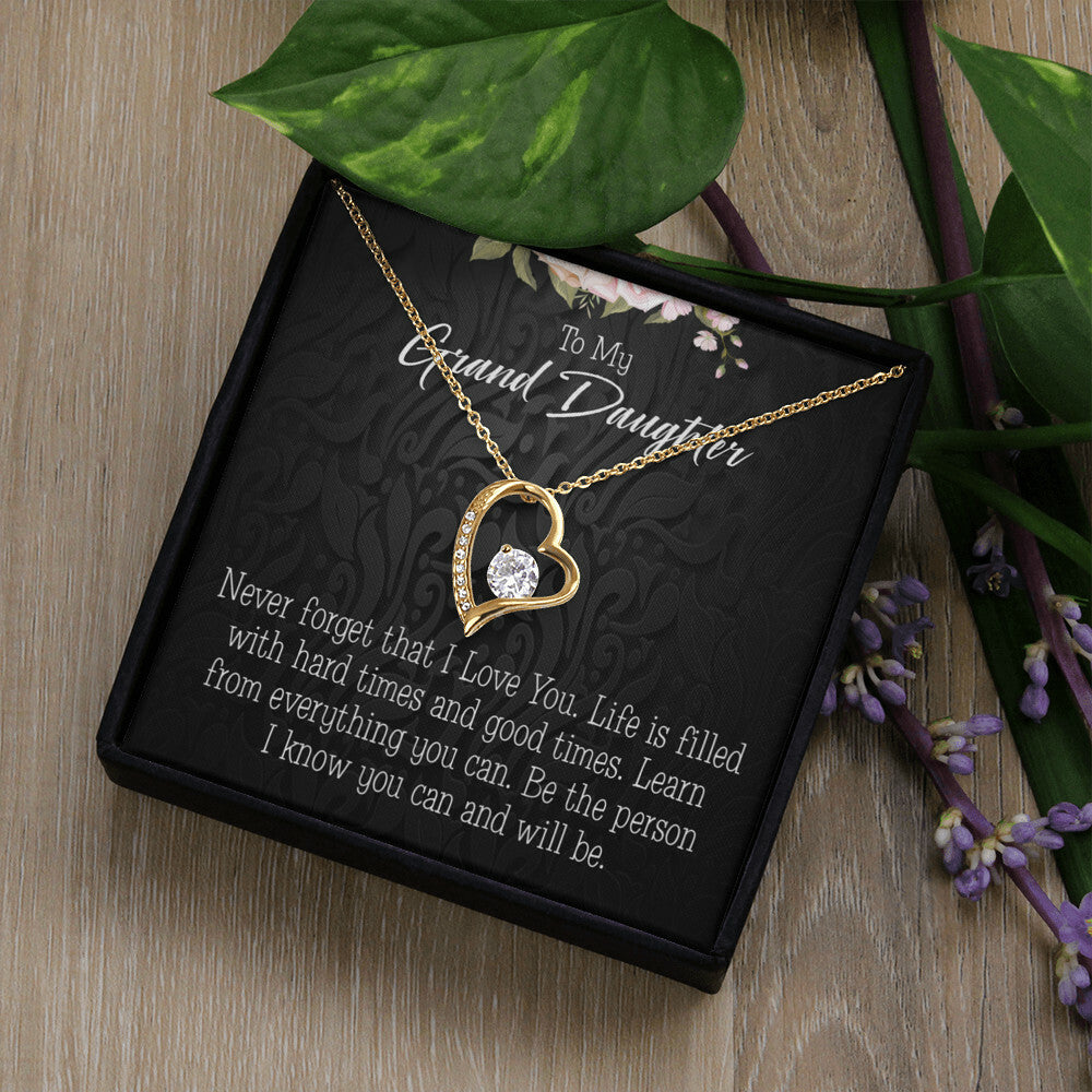 To My Granddaughter Always be Safe Forever Necklace w Message Card-Express Your Love Gifts