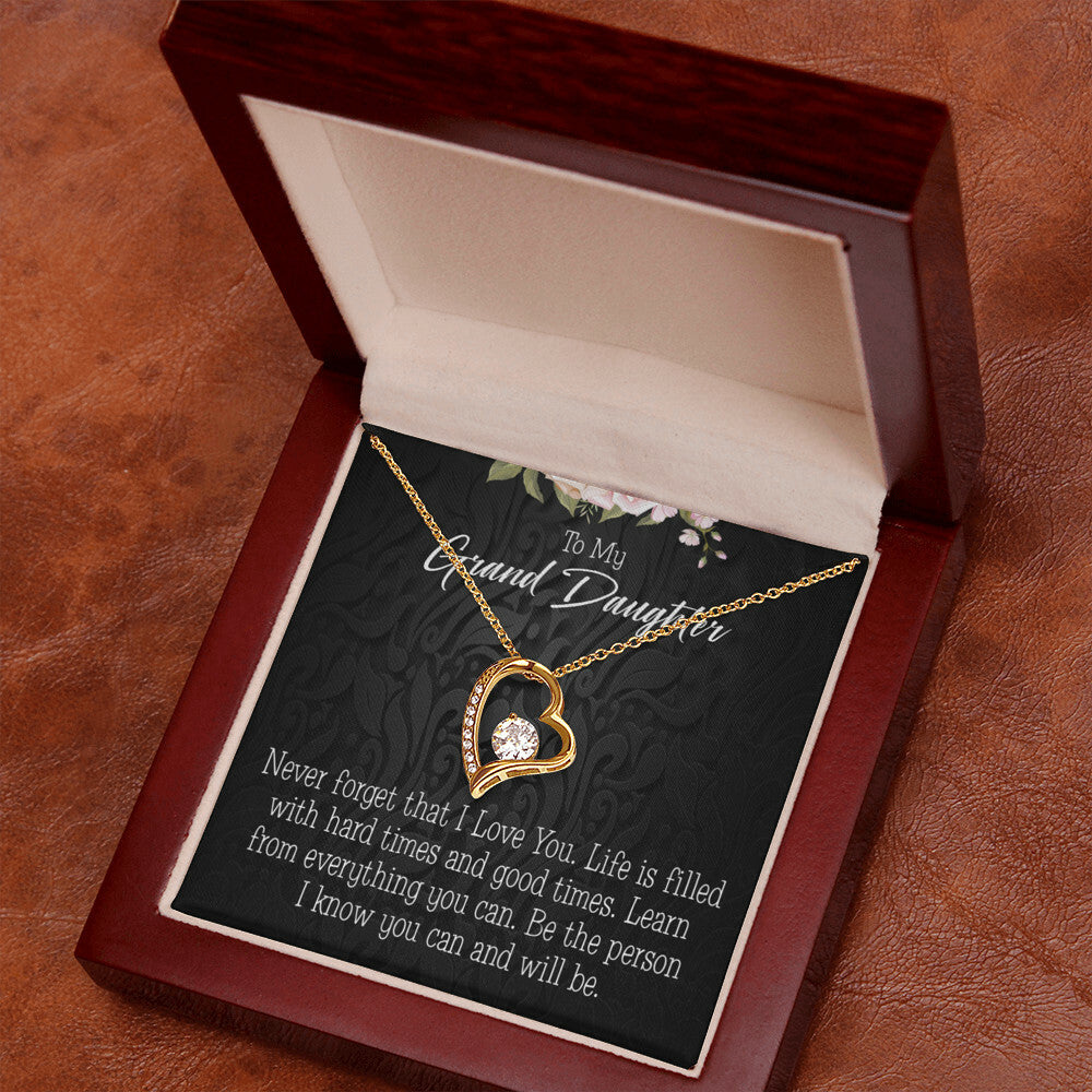 To My Granddaughter Always be Safe Forever Necklace w Message Card-Express Your Love Gifts