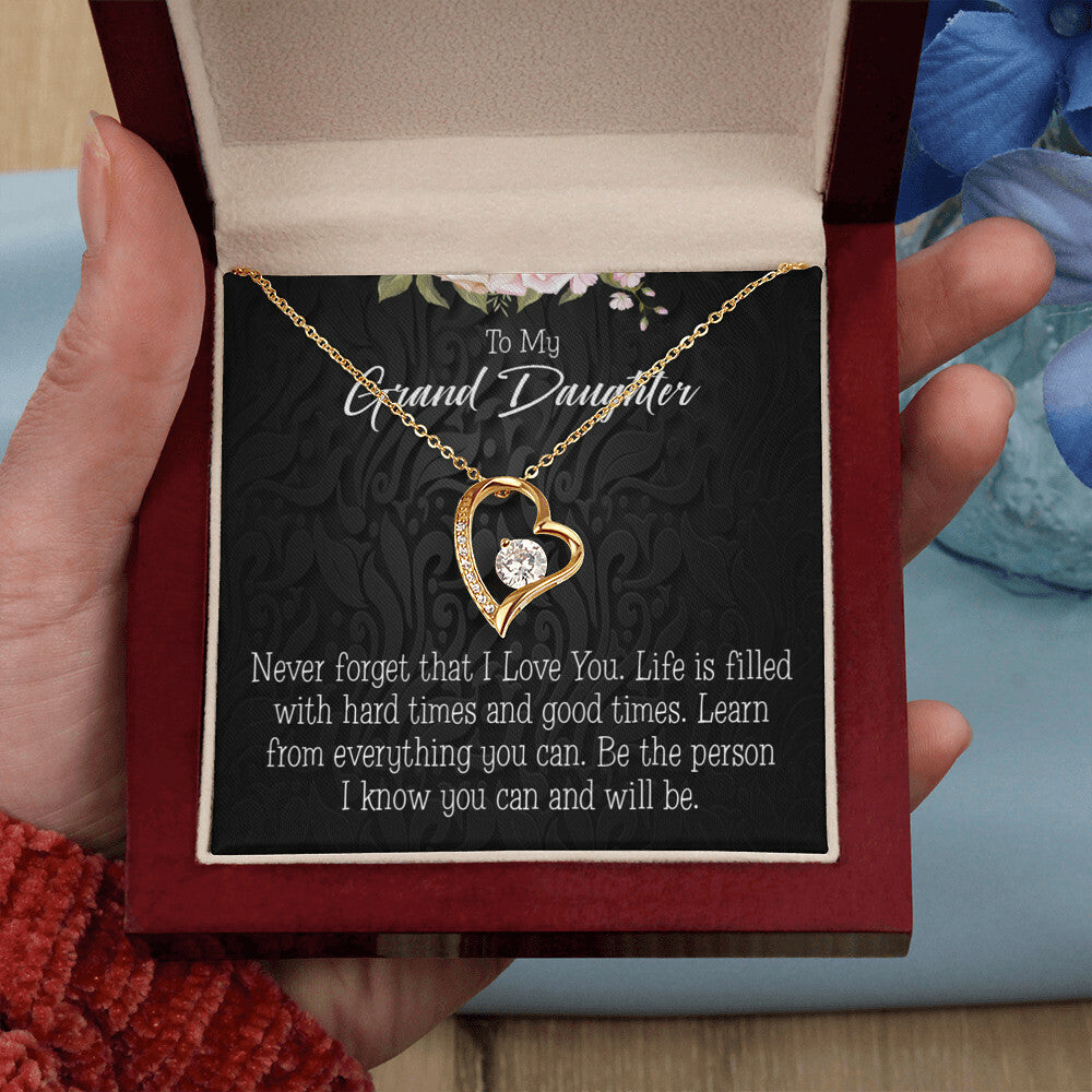 To My Granddaughter Always be Safe Forever Necklace w Message Card-Express Your Love Gifts