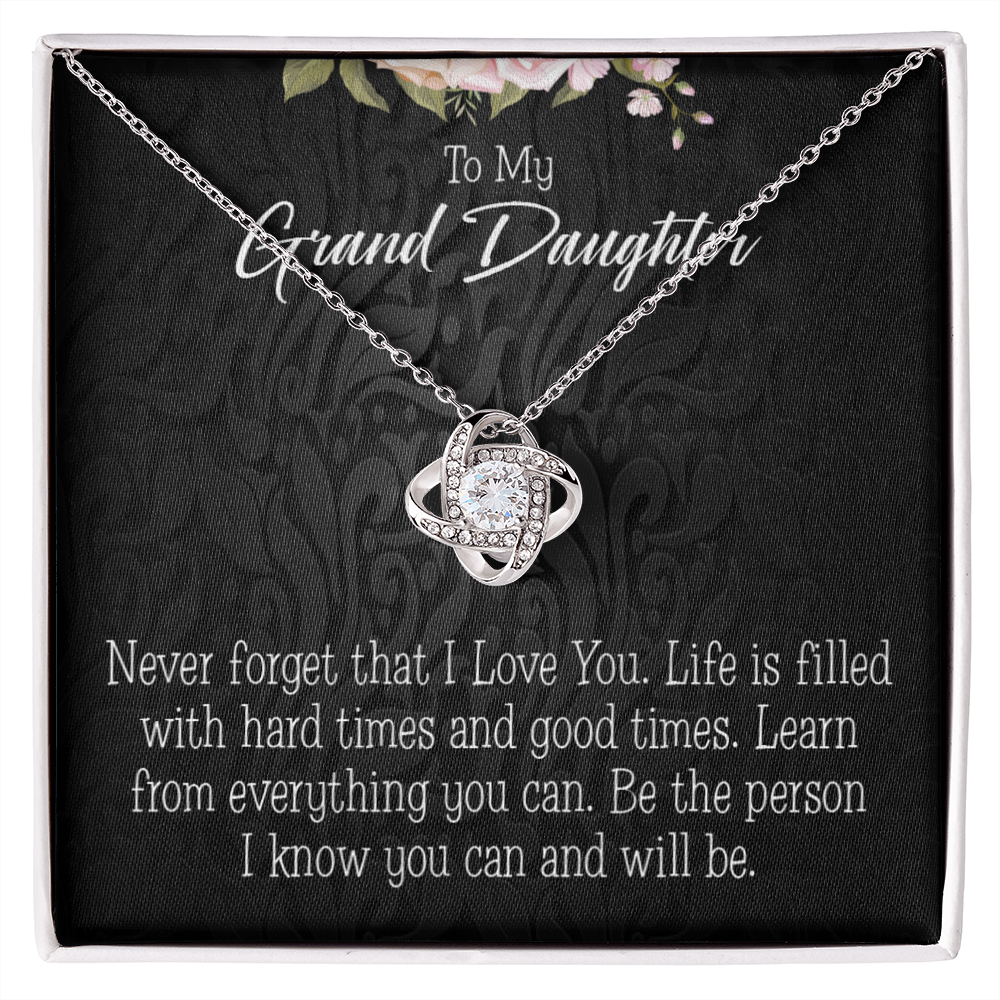 To My Granddaughter Always be Safe Infinity Knot Necklace Message Card-Express Your Love Gifts