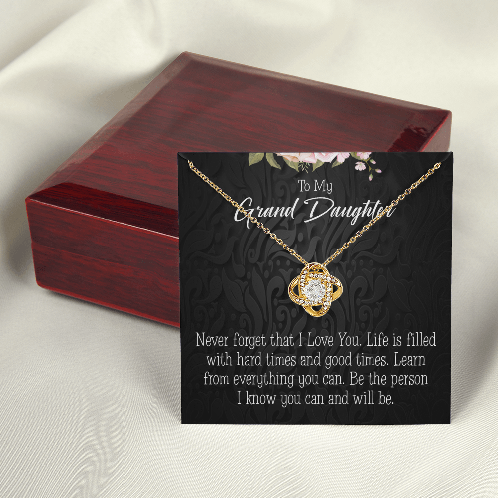 To My Granddaughter Always be Safe Infinity Knot Necklace Message Card-Express Your Love Gifts