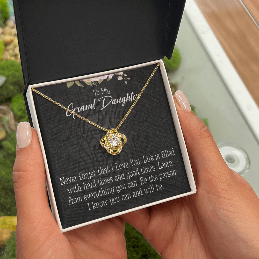 To My Granddaughter Always be Safe Infinity Knot Necklace Message Card-Express Your Love Gifts