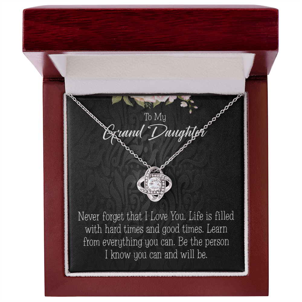 To My Granddaughter Always be Safe Infinity Knot Necklace Message Card-Express Your Love Gifts