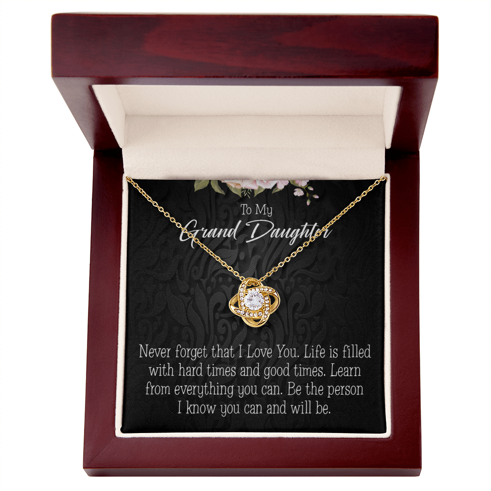 To My Granddaughter Always be Safe Infinity Knot Necklace Message Card-Express Your Love Gifts