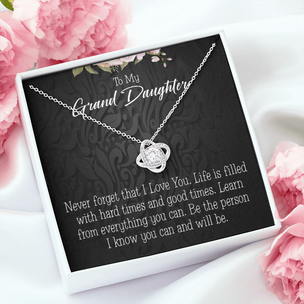 To My Granddaughter Always be Safe Infinity Knot Necklace Message Card-Express Your Love Gifts