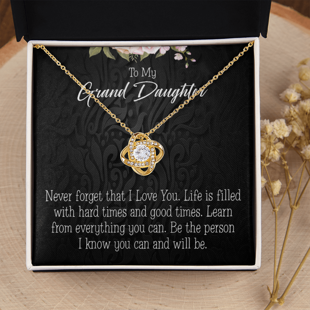 To My Granddaughter Always be Safe Infinity Knot Necklace Message Card-Express Your Love Gifts