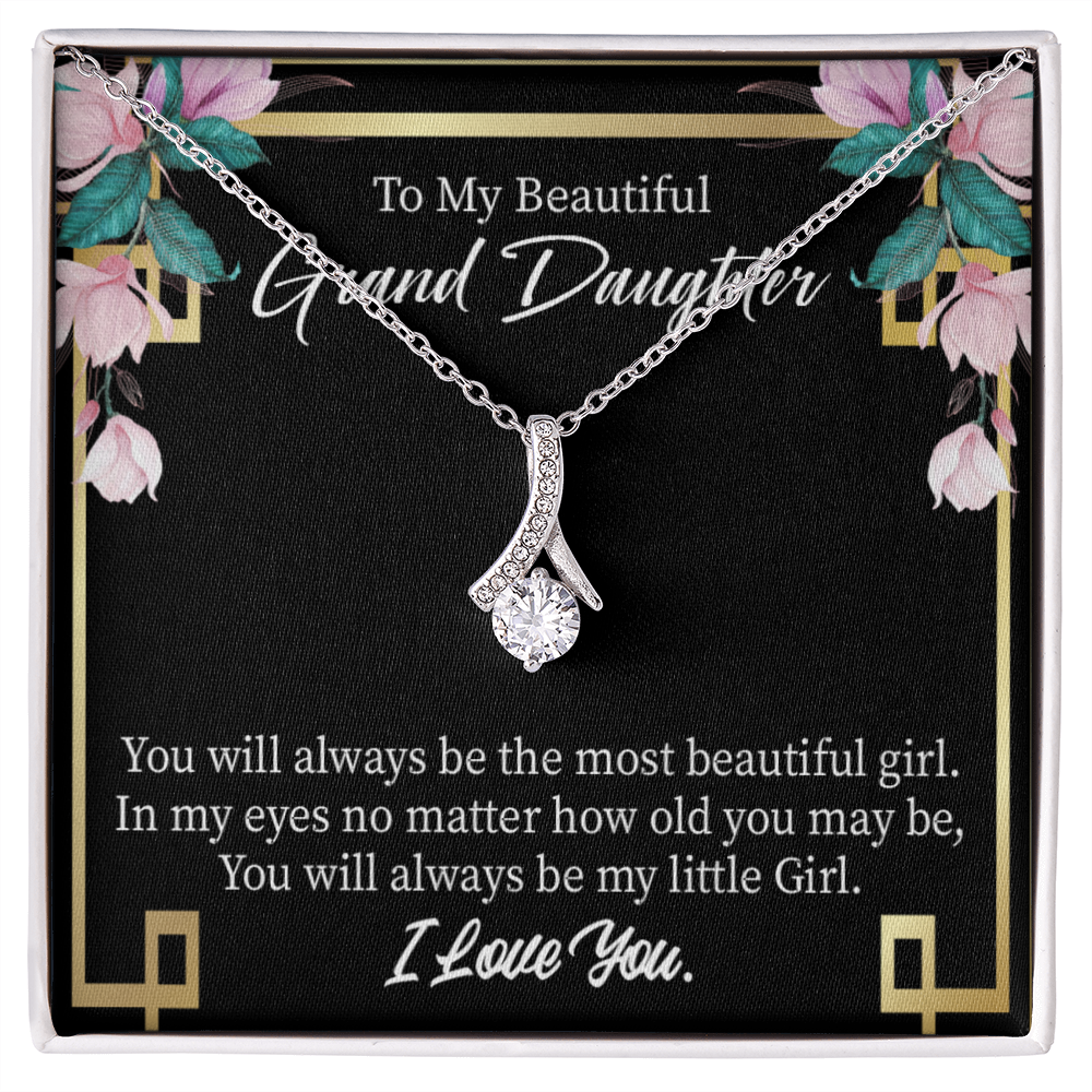 To My Granddaughter Always Little Girl Alluring Ribbon Necklace Message Card-Express Your Love Gifts