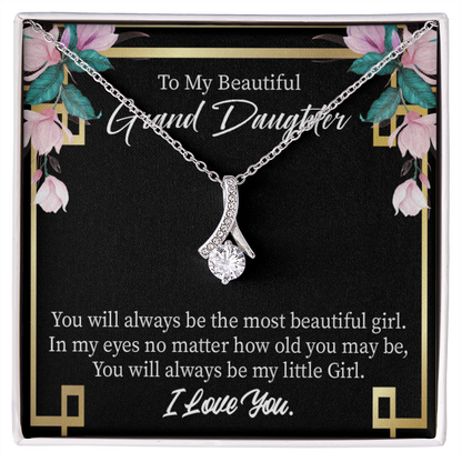 To My Granddaughter Always Little Girl Alluring Ribbon Necklace Message Card-Express Your Love Gifts