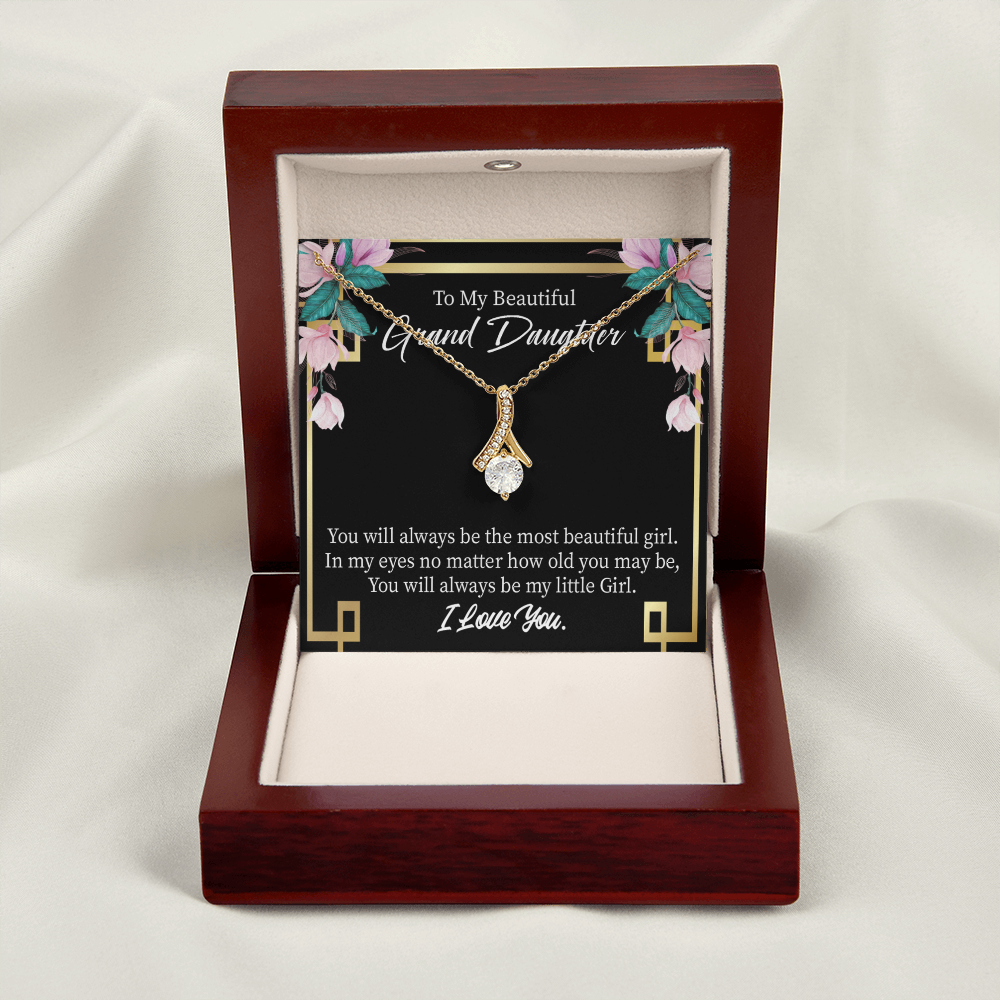 To My Granddaughter Always Little Girl Alluring Ribbon Necklace Message Card-Express Your Love Gifts