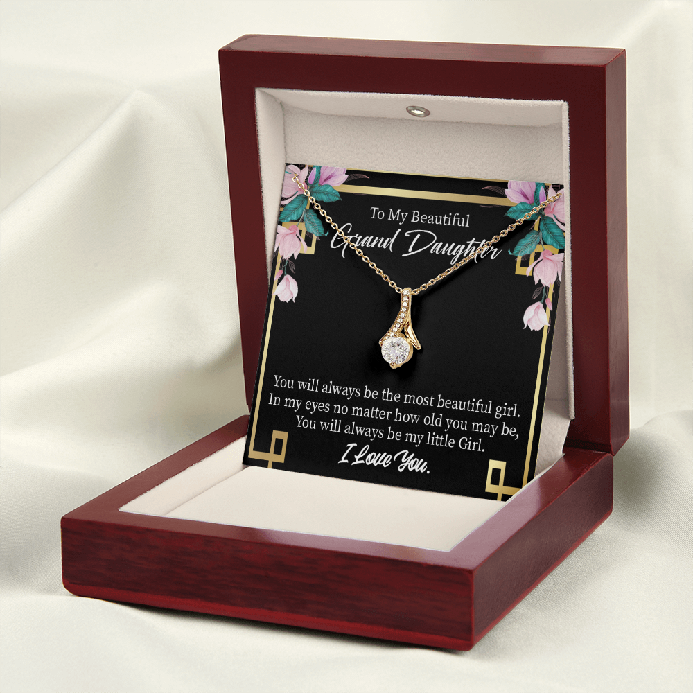 To My Granddaughter Always Little Girl Alluring Ribbon Necklace Message Card-Express Your Love Gifts