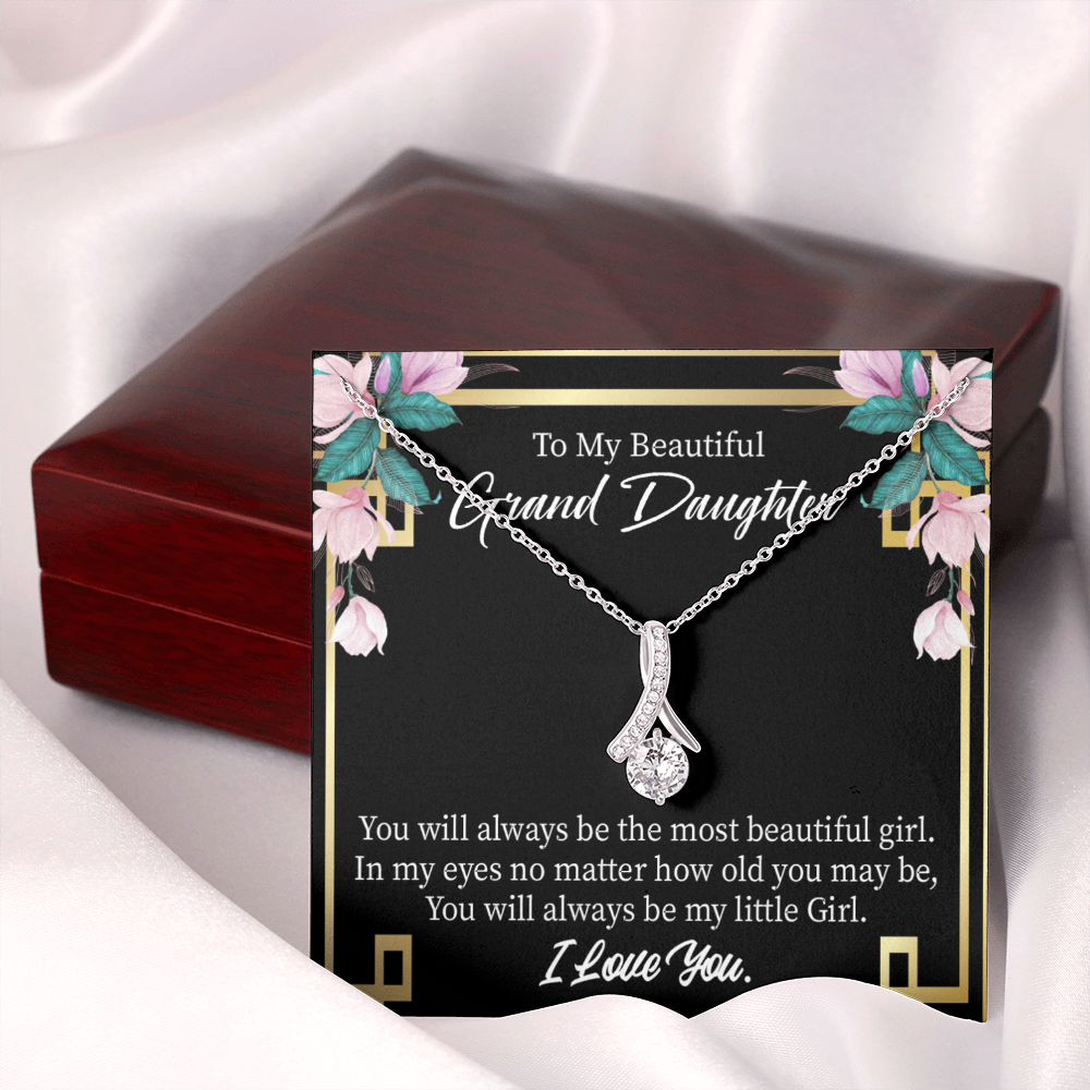 To My Granddaughter Always Little Girl Alluring Ribbon Necklace Message Card-Express Your Love Gifts