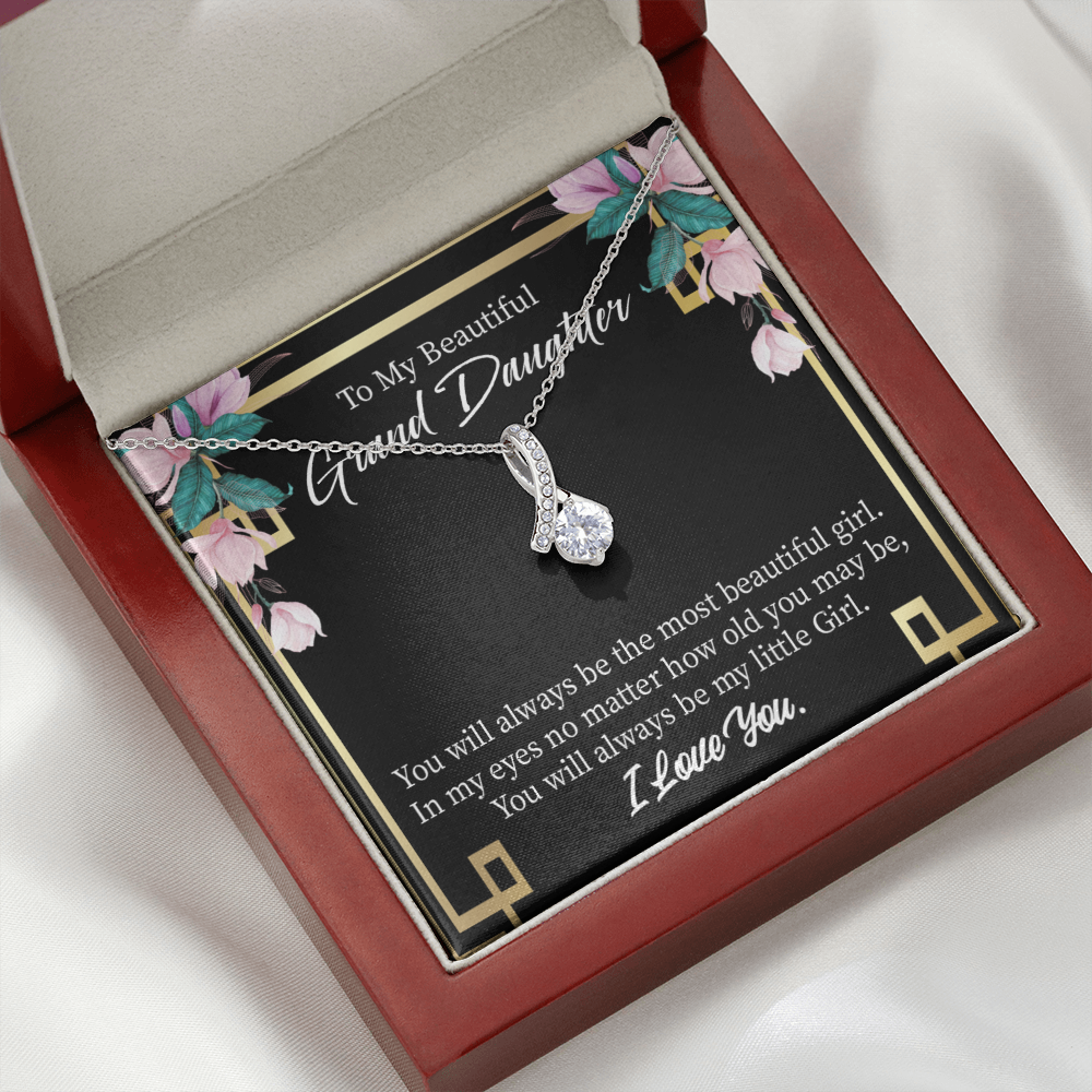 To My Granddaughter Always Little Girl Alluring Ribbon Necklace Message Card-Express Your Love Gifts