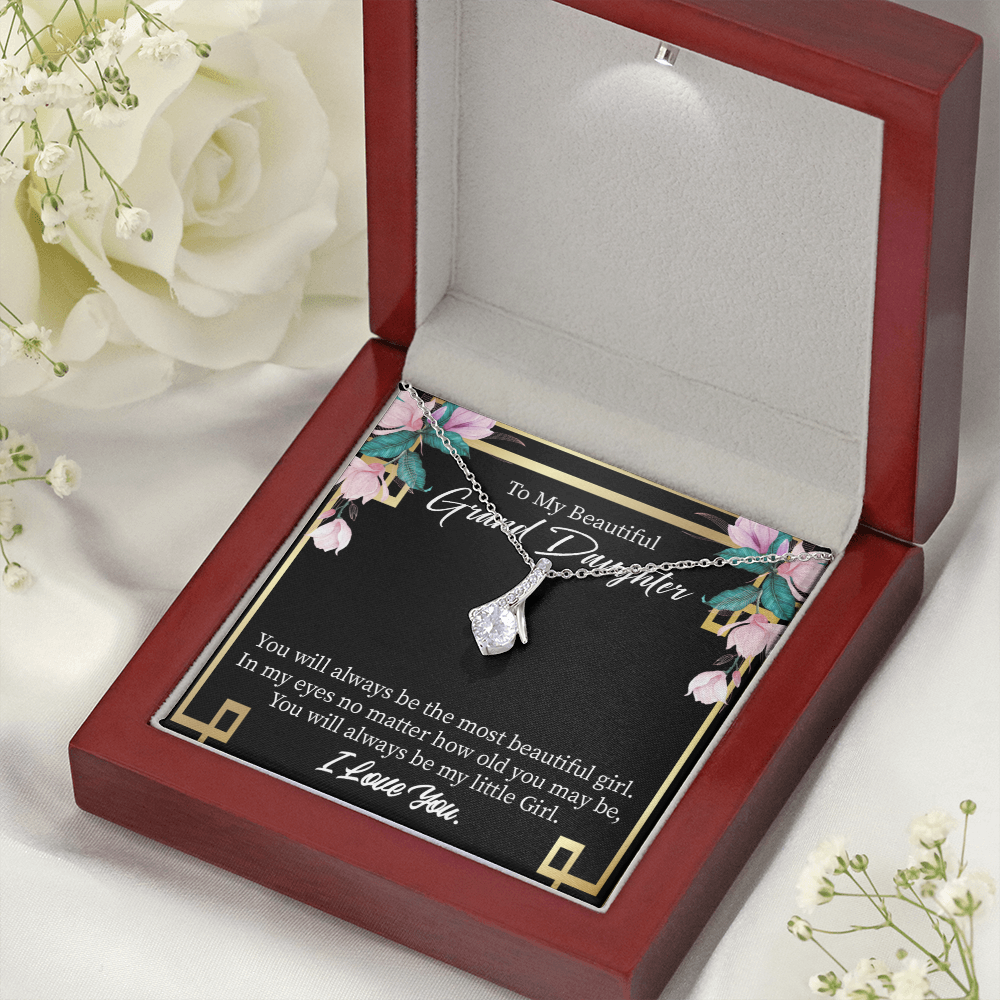 To My Granddaughter Always Little Girl Alluring Ribbon Necklace Message Card-Express Your Love Gifts
