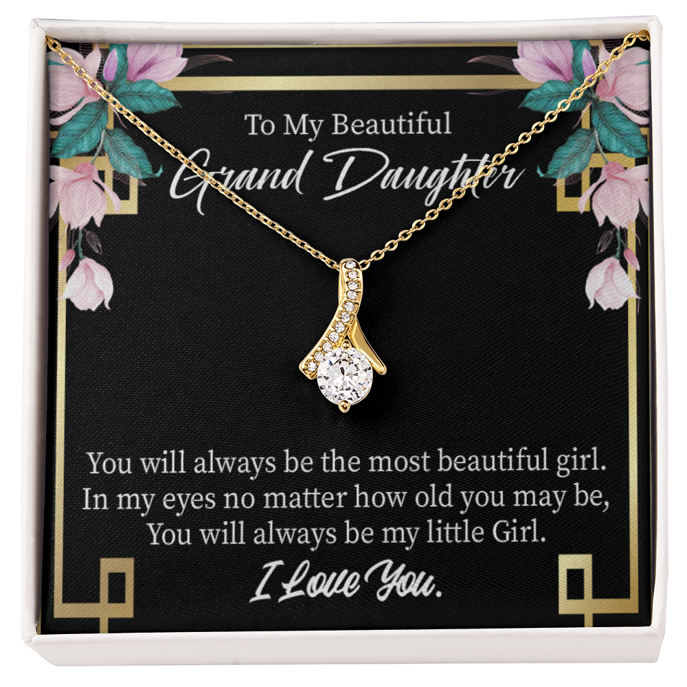 To My Granddaughter Always Little Girl Alluring Ribbon Necklace Message Card-Express Your Love Gifts