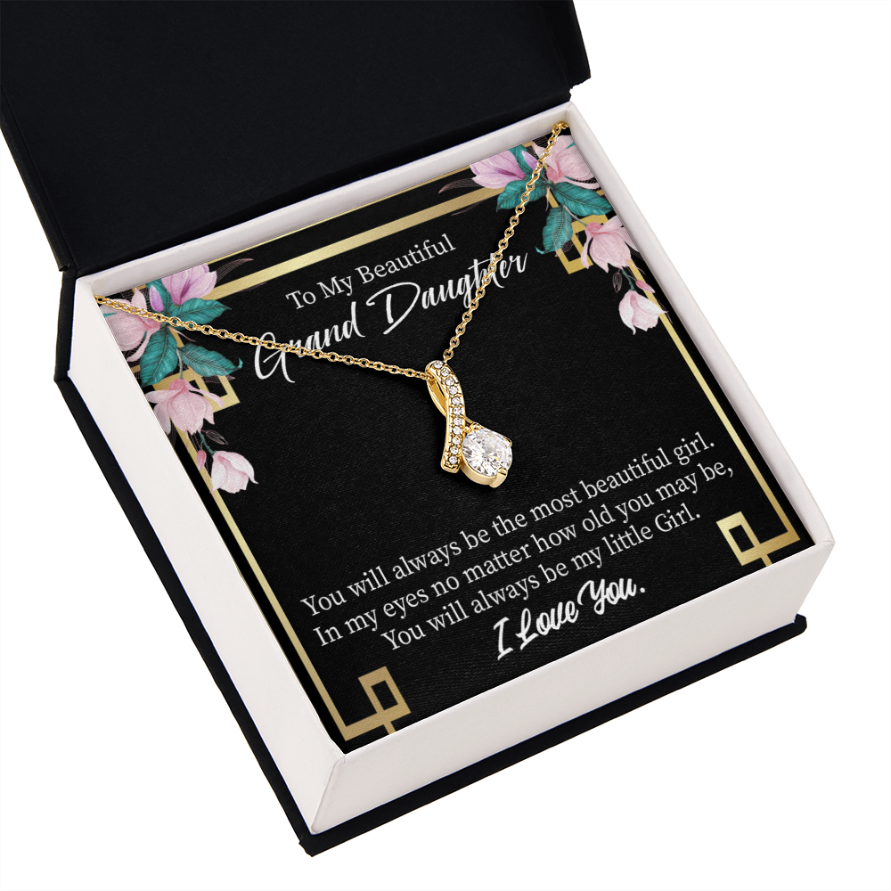 To My Granddaughter Always Little Girl Alluring Ribbon Necklace Message Card-Express Your Love Gifts