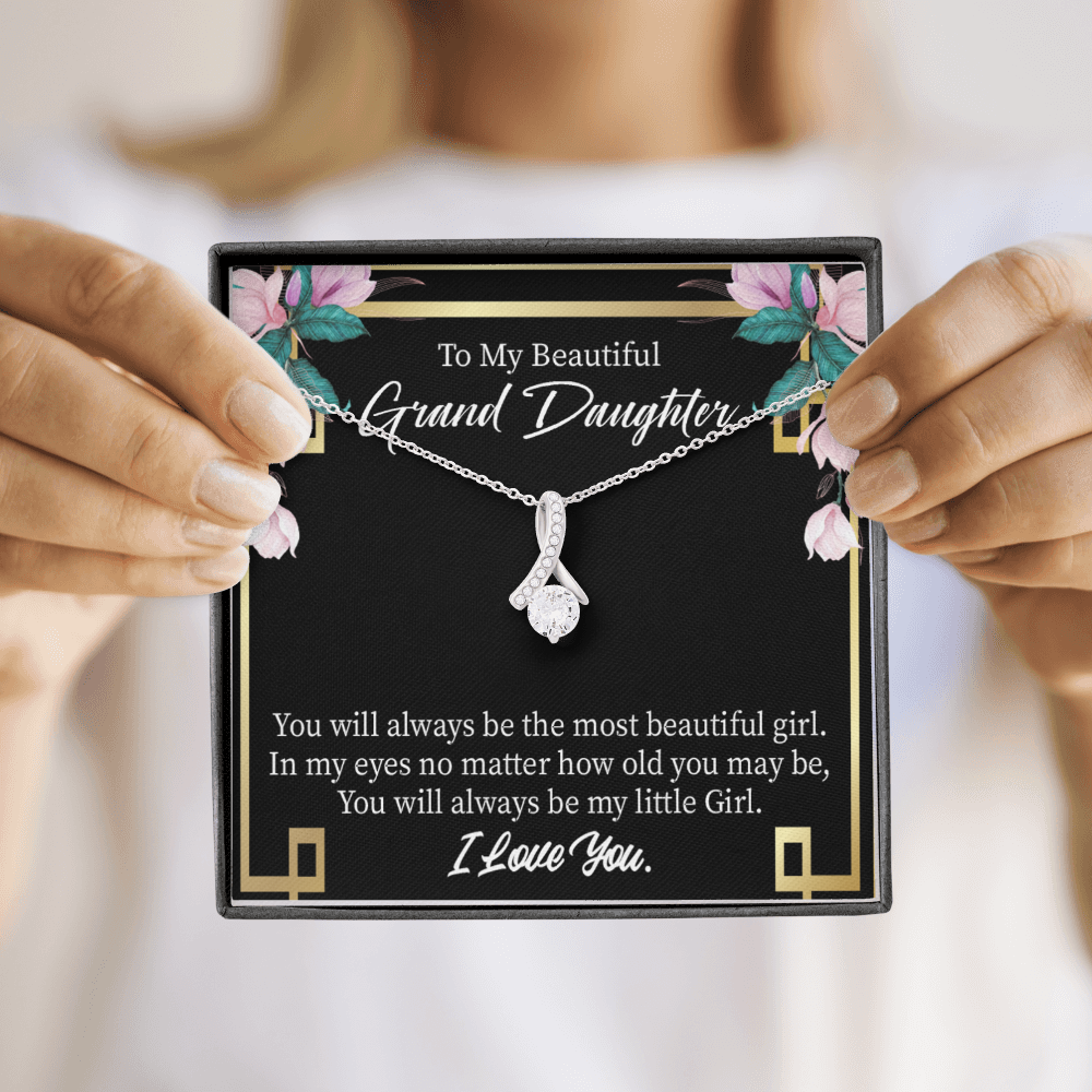 To My Granddaughter Always Little Girl Alluring Ribbon Necklace Message Card-Express Your Love Gifts