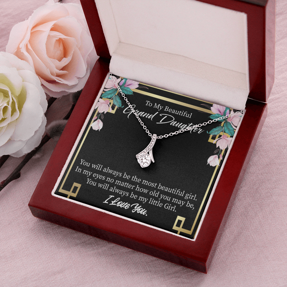 To My Granddaughter Always Little Girl Alluring Ribbon Necklace Message Card-Express Your Love Gifts