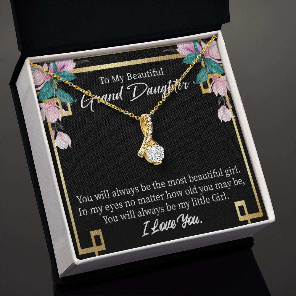 To My Granddaughter Always Little Girl Alluring Ribbon Necklace Message Card-Express Your Love Gifts