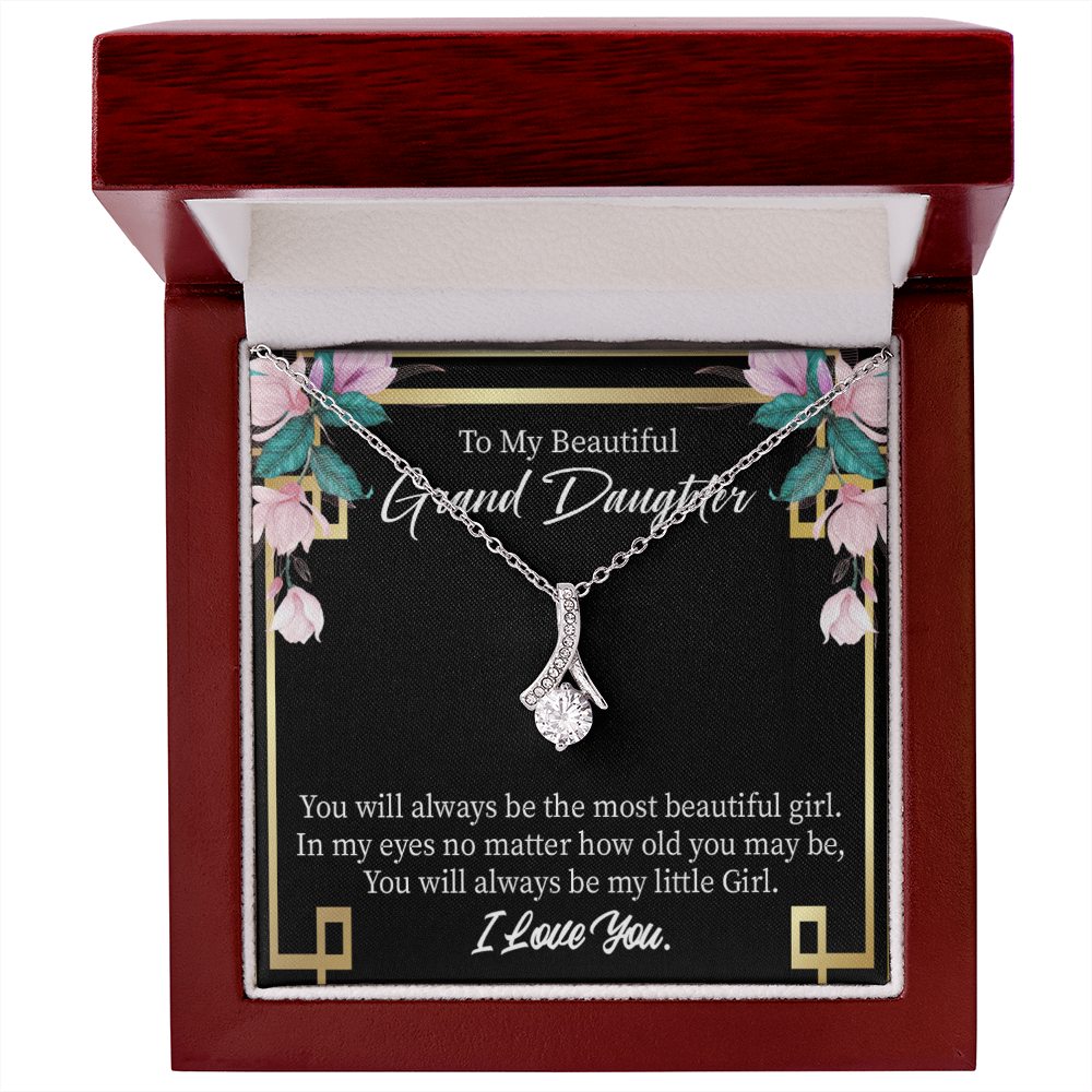To My Granddaughter Always Little Girl Alluring Ribbon Necklace Message Card-Express Your Love Gifts