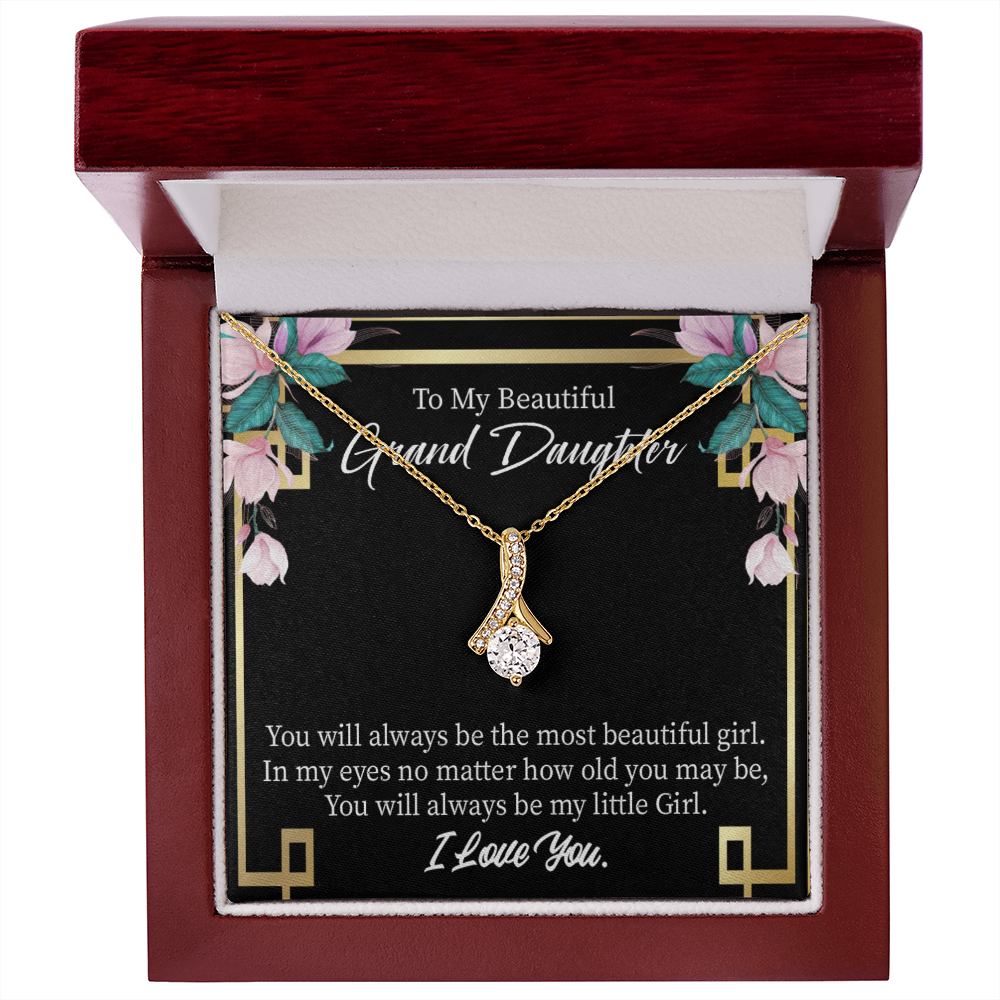 To My Granddaughter Always Little Girl Alluring Ribbon Necklace Message Card-Express Your Love Gifts
