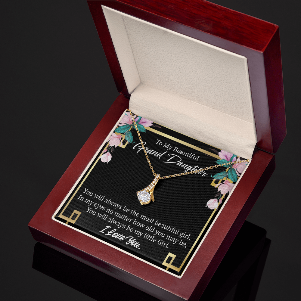 To My Granddaughter Always Little Girl Alluring Ribbon Necklace Message Card-Express Your Love Gifts