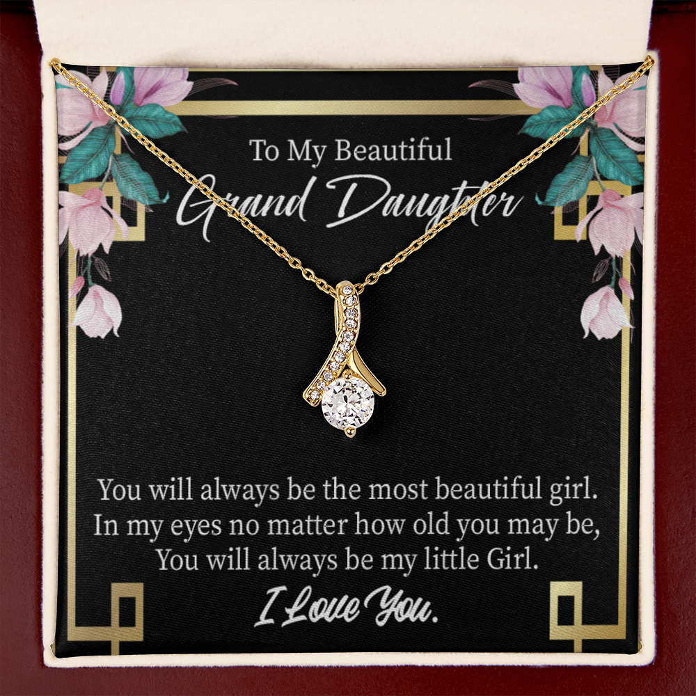 To My Granddaughter Always Little Girl Alluring Ribbon Necklace Message Card-Express Your Love Gifts