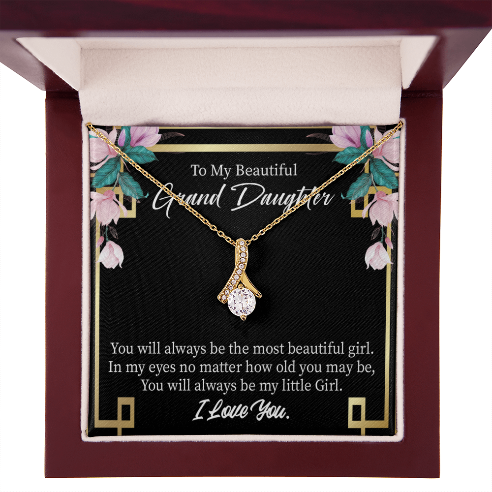 To My Granddaughter Always Little Girl Alluring Ribbon Necklace Message Card-Express Your Love Gifts