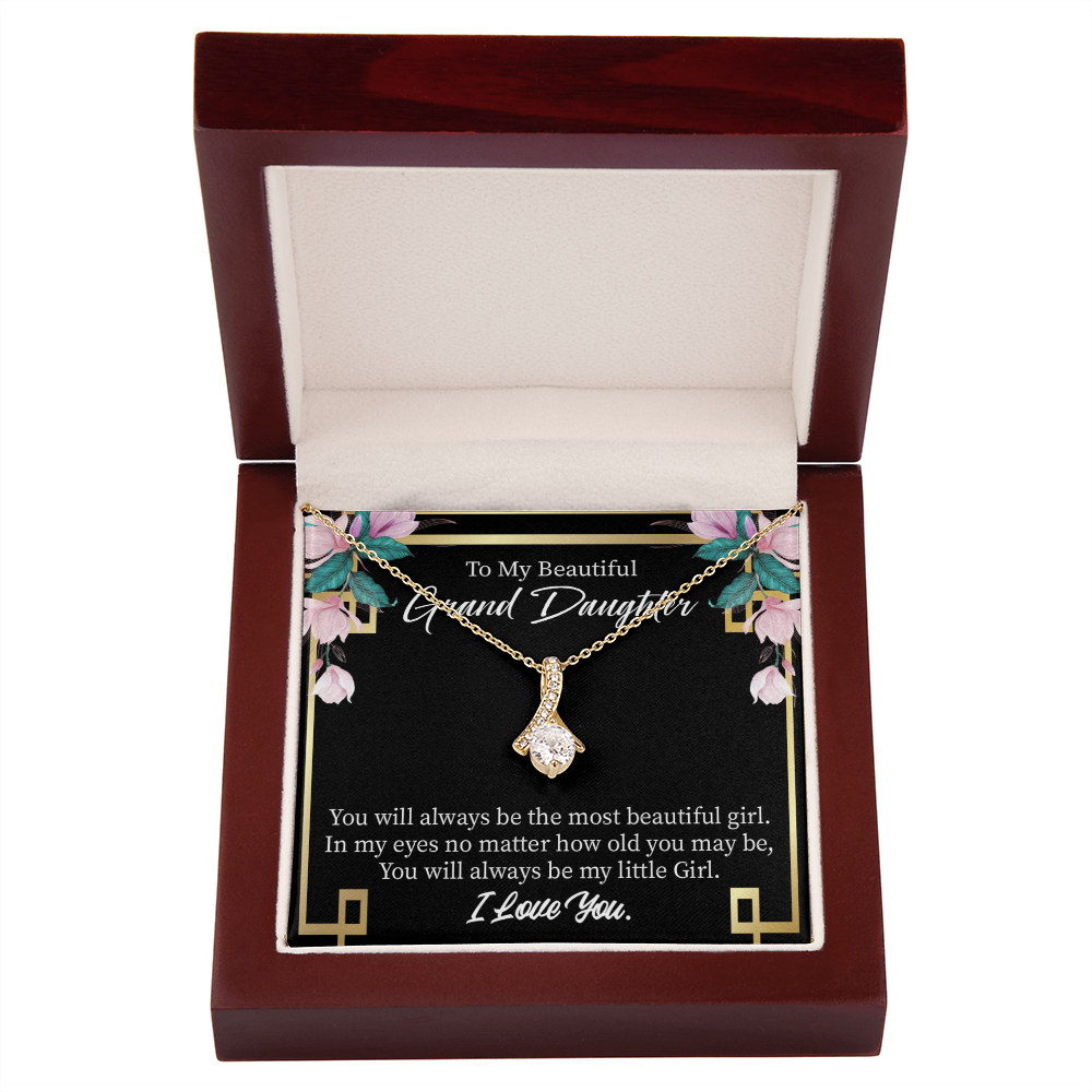 To My Granddaughter Always Little Girl Alluring Ribbon Necklace Message Card-Express Your Love Gifts