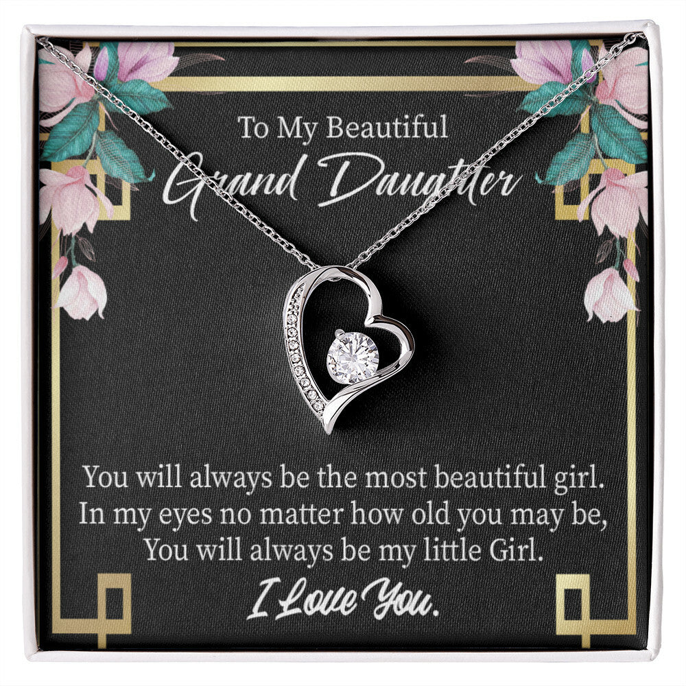 To My Granddaughter Always Little Girl Forever Necklace w Message Card-Express Your Love Gifts