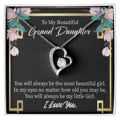 To My Granddaughter Always Little Girl Forever Necklace w Message Card-Express Your Love Gifts