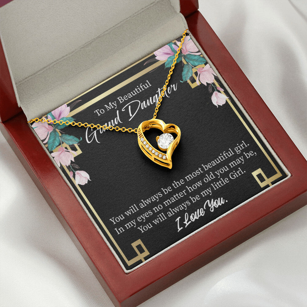 To My Granddaughter Always Little Girl Forever Necklace w Message Card-Express Your Love Gifts