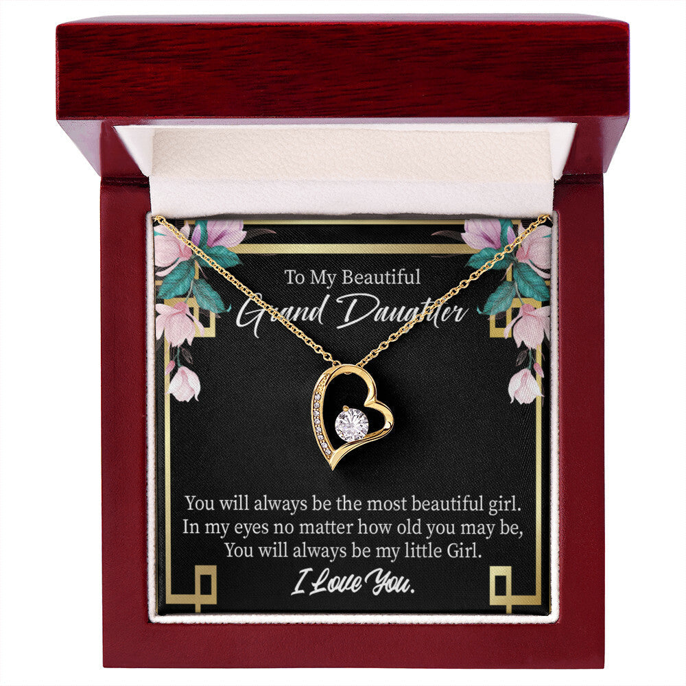 To My Granddaughter Always Little Girl Forever Necklace w Message Card-Express Your Love Gifts