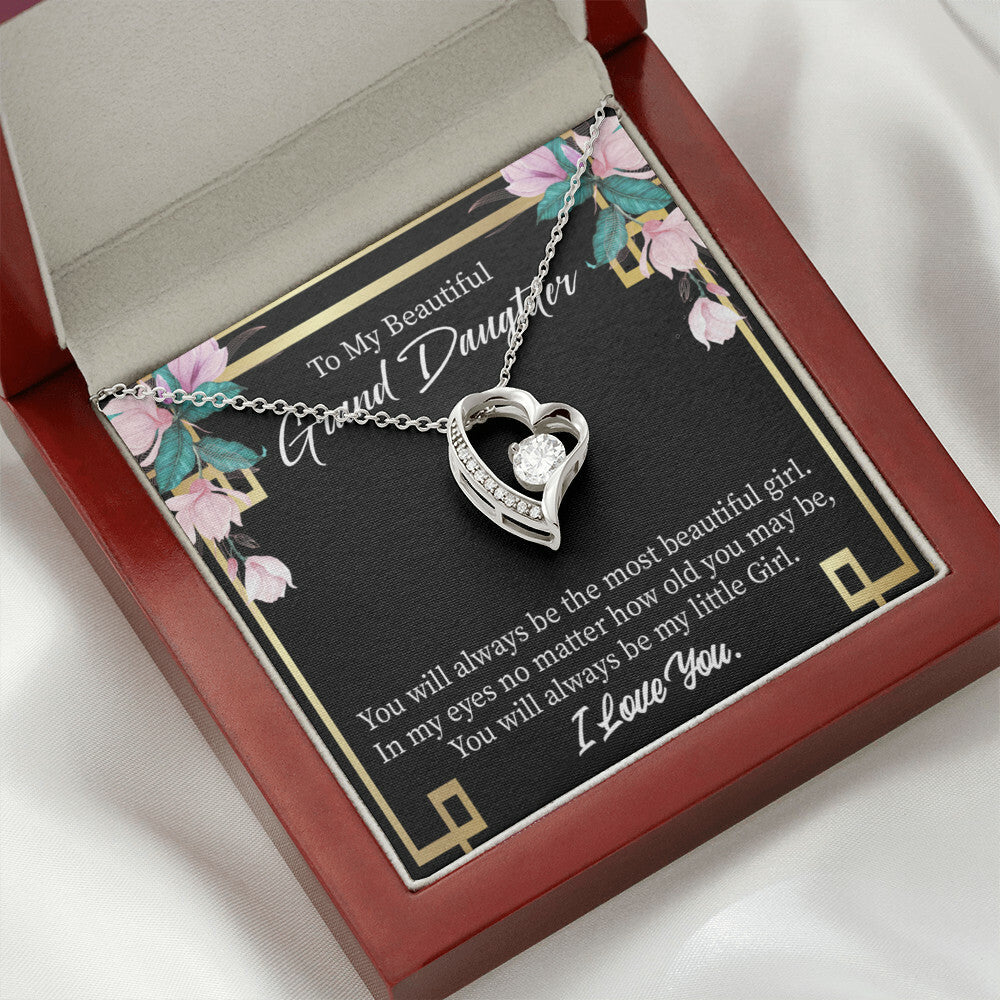 To My Granddaughter Always Little Girl Forever Necklace w Message Card-Express Your Love Gifts