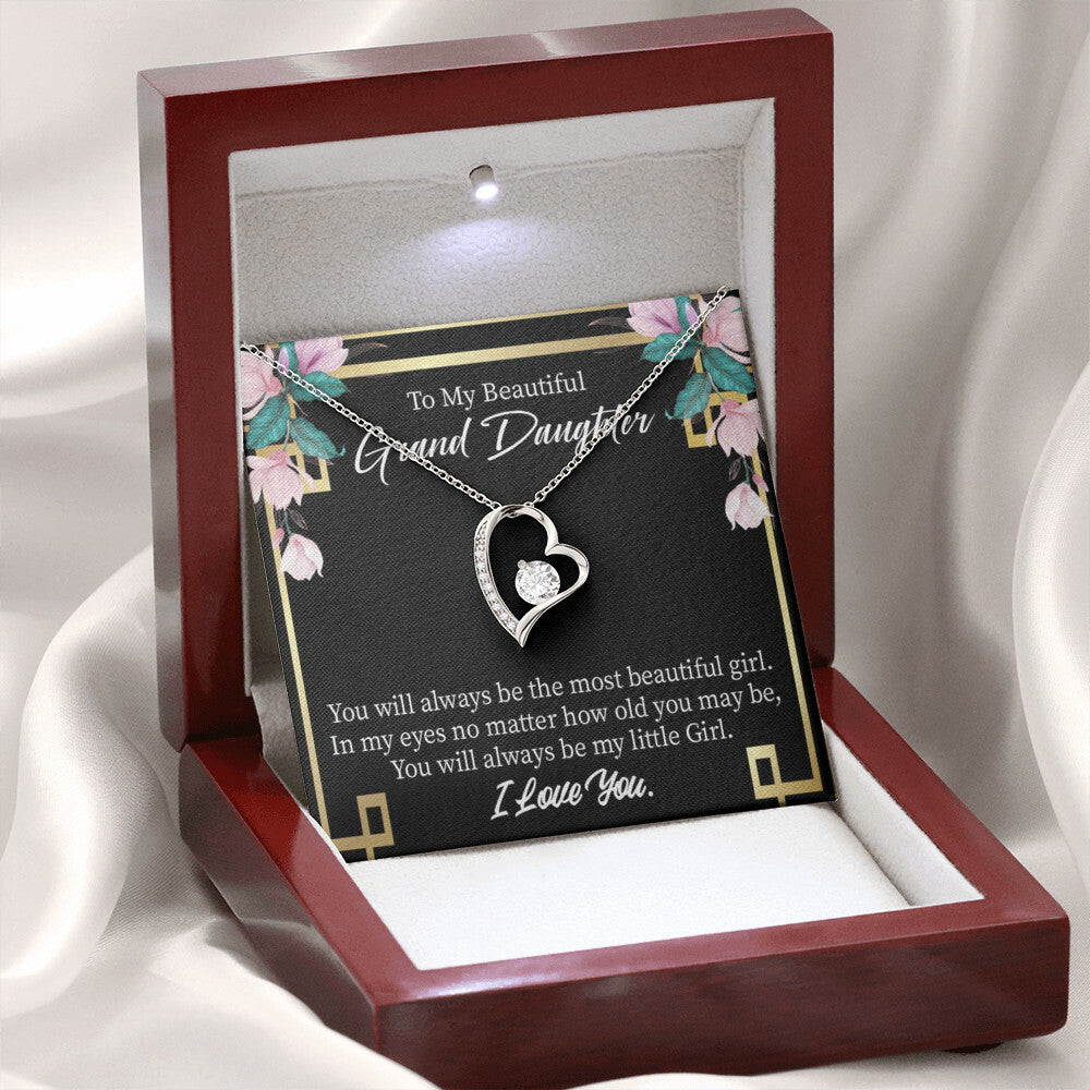 To My Granddaughter Always Little Girl Forever Necklace w Message Card-Express Your Love Gifts